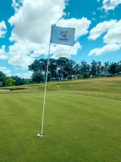 Bandera en el green de la cancha de golf